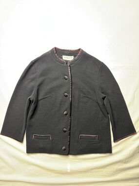 Butte Knit - Vintage 60s Black Button-Front Knit Cardigan